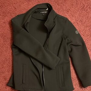 Andrew Marc Black Asymmetrical Zip Utility Jacket